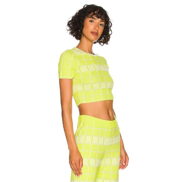 NWOTT SOLID & STRIPED Cara Pear Gingham Knit Cropped T-Shirt, Size S - Picture 2 of 9